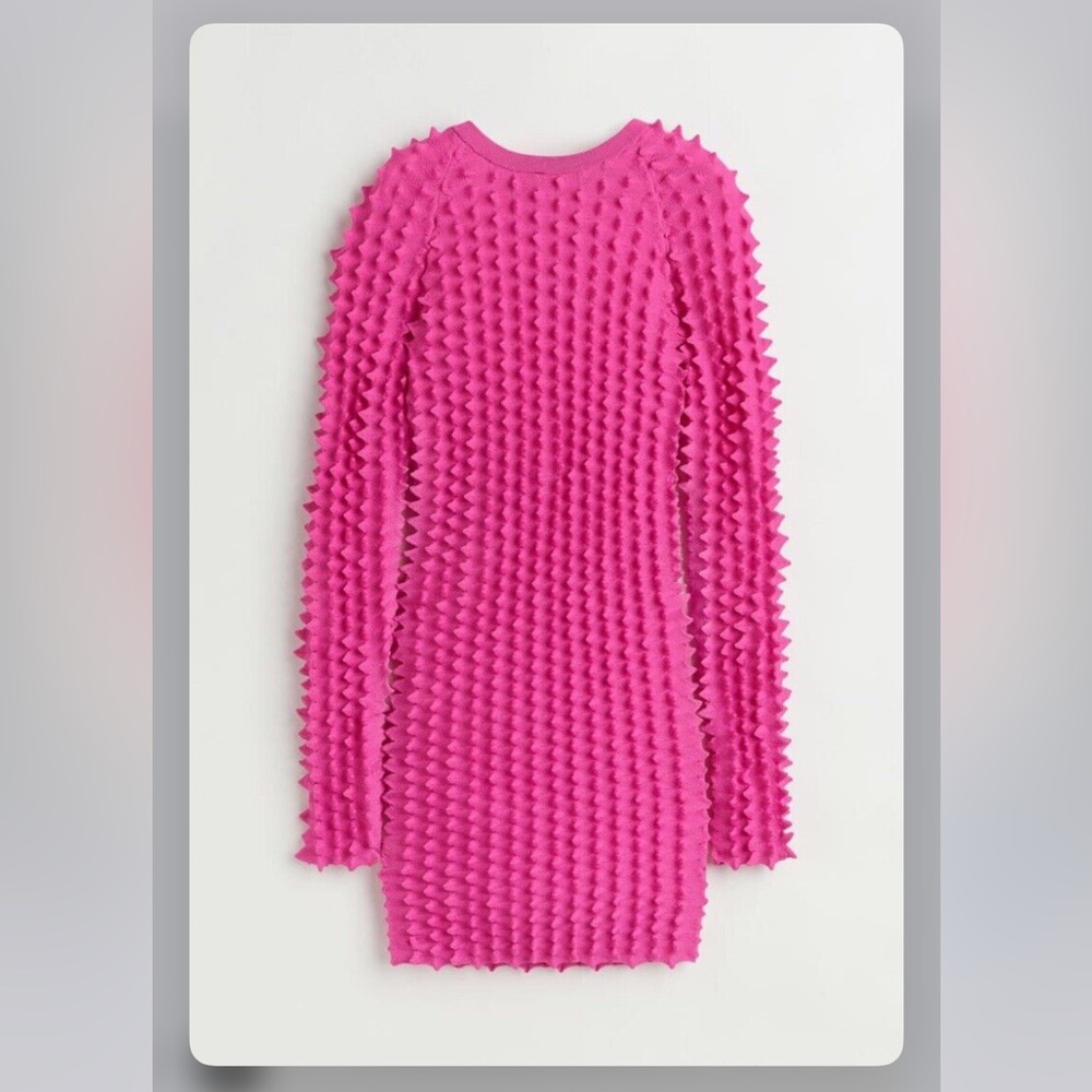 Pink Textured Mini Dress